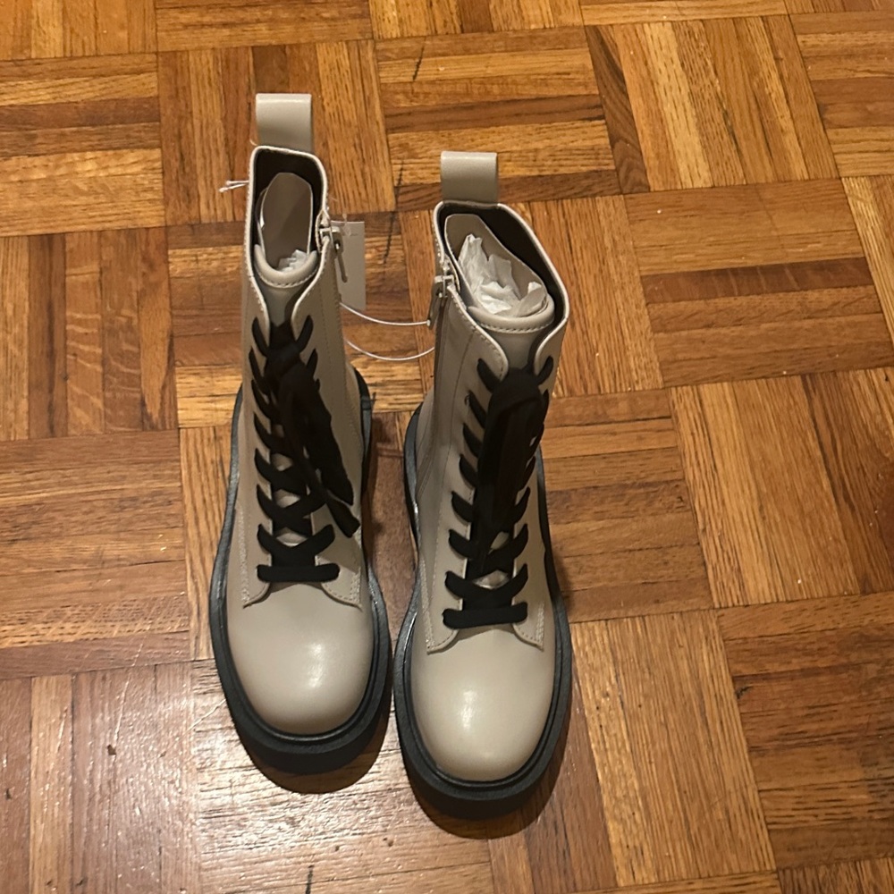 H&M Cream Lace Up Doc Marten Lookalike